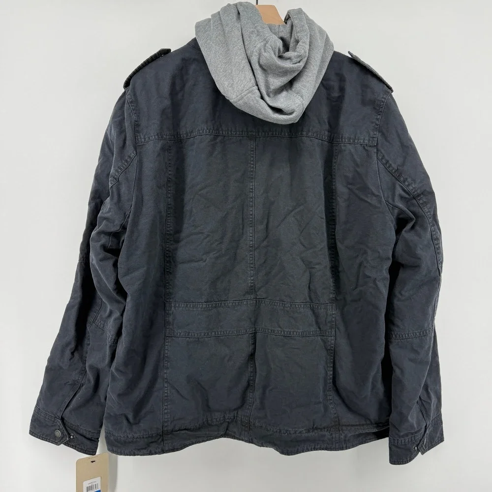 Levi's Sherpa‎ Lined Two Pocket Hooded Trucker Jacket Navy Blue Men XL LM8RC364